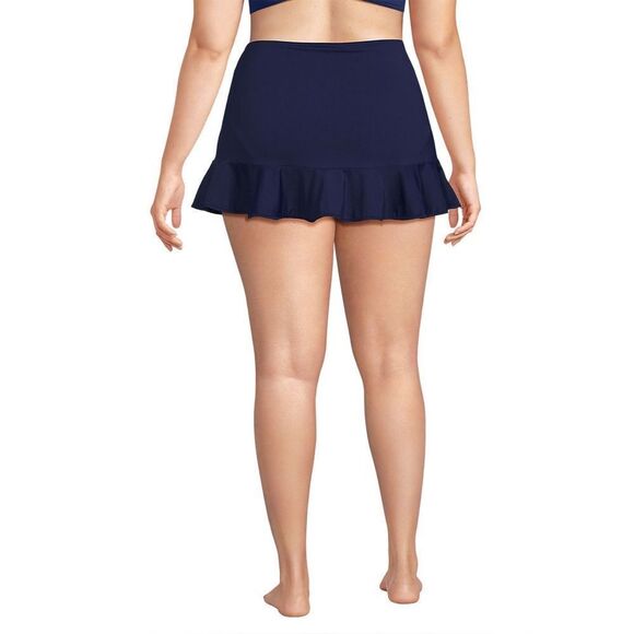 Land's End plus size swim skirt tummy technology ruffled Deep Sea Navy 16W - Picture 2 of 7